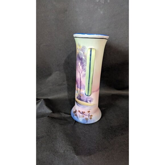 vintage Noritake Morimura Brothers Art Nouveau Double Handled Hand Painted Vase - Picture 3 of 13